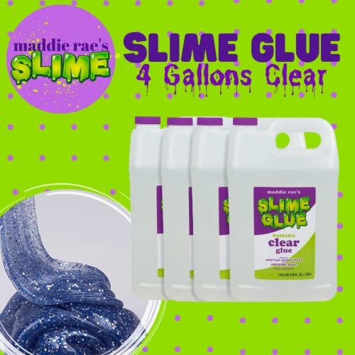 Maddie Rae’s Clear Slime Glue 4 Gallon Bulk Pack – Non Toxic, Washable All Purpose Glue, Crystal Clear Formula for Slime Making Kits, Classroom Supplies, DIY Kids Arts & Crafts, Summer Camp Activities