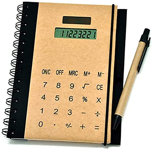 MWxpoSediR Desktop Calculator,Office calculators, Calculator Calculator Multifunction Coil Calculator Notebook with Pen Slot Solar Energy Notepad Kraft Paper Cover Office Supply (Colo(1pcs)