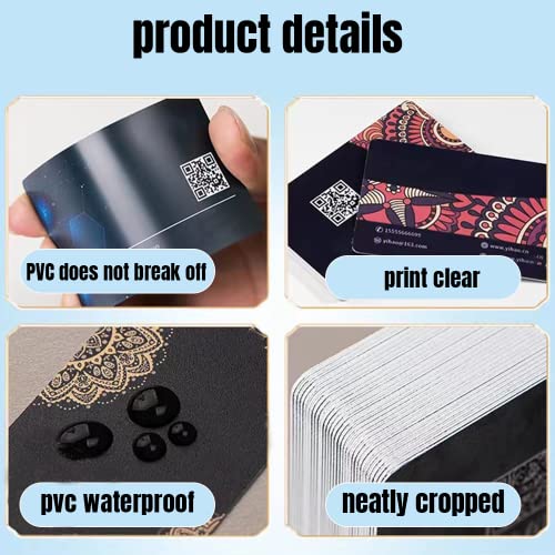 1000Pcs Custom Business Cards PVC Waterproof Add Photo/Text/Logo Print Your Own Business Cards Personalized Double-sided Printed Glossy Matte Frosted 0.38mm Thickness