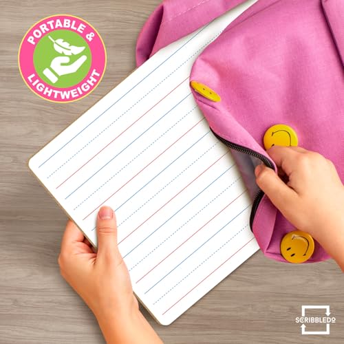 Scribbledo 10 Pack Small Lined Dry Erase Boards, 9x12 Double Sided