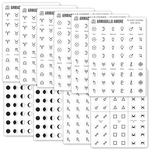 Armadillo Amore Astrological Planner Stickers (Small Astrology Glyph Variety 514 Stickers)