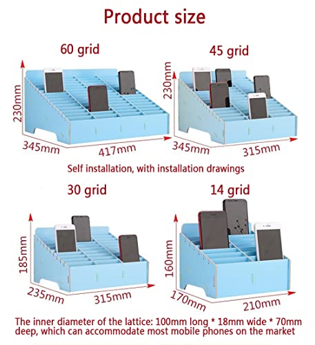 OUNISITE Phone Storage Box,Wooden Mobile Phone Management Storage Box,Convenient and Firm Buckle,Smooth Surface,Multi-Function,for Office,Library,Meeting Room,Classroom,Black,30 grids