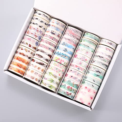 60 Rolls of Slim Washi Tape Gift Box Set, 15Mm Wide 16.4 Ft Long Colored Decorative Thin Masking Tapes for Arts, Children Gifts, Bullet Journals, Scrapbooking DIY,D