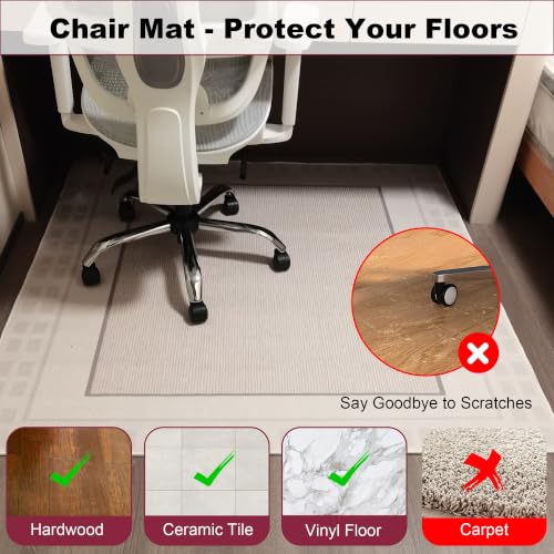 CWAQWC Hard Floor Chair Mats Under Computer Desk Non Slip Extra Large