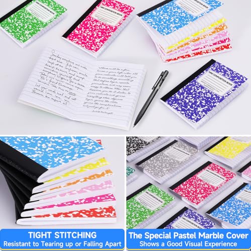 UZLU 48 Pack Mini Composition Notebooks 4.5x3.25 Inch College Ruled