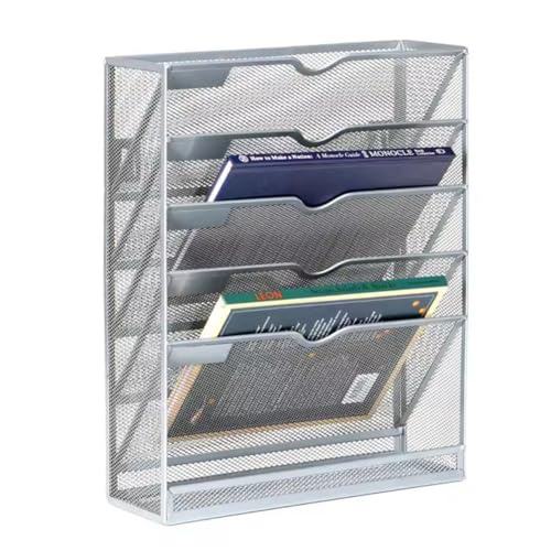 zktoermn Wall File Holder, Mesh Hanging File Holder Literature & Brochure Holder Wall Mount Paper Letter Organizer Magazine Rack for Home, Office (Color : Gray, Size : 32x10x40cm)