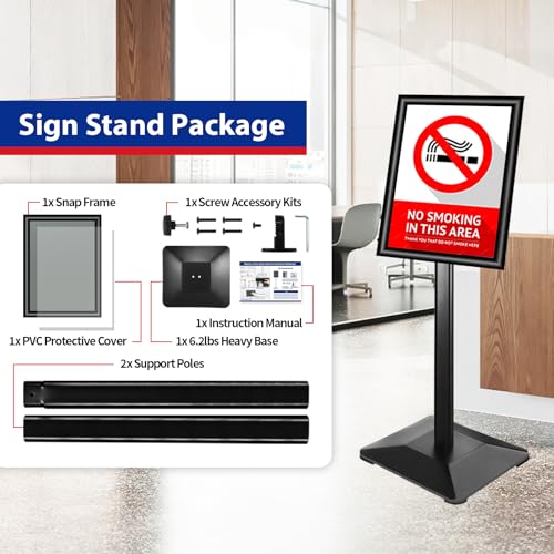 VAIIGO Sign Stand 11x17inch Pedestal Sign Holder Poster Stand 3Packs Adjustable Floor Standing Sign Holder with Heavy Duty Display Stand for Indoor Outdoor Business Store Sign Holders(Black)