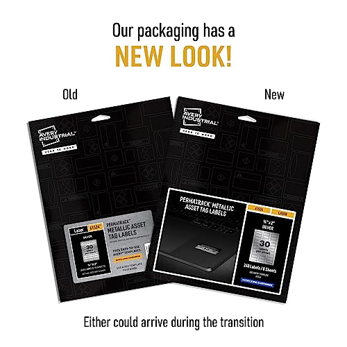 Avery Metallic Asset Tag Labels, 3/4 x 2, Laser Printable Tags, 240 Waterproof Labels (61524)