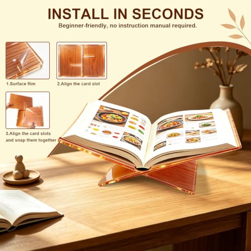 Wood Grain Acrylic Book Stands,Open Bookstand|Coffee Table Book Stand