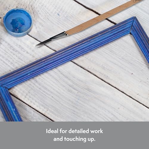 Axus Decor Angled Fitch Paint Brush (Grey Series) - 6mm - for All Paints, Filaments, for Detailed Work & Touching Up, Comfortable Handle, Rust-Resistant Stainless Steel, Grey