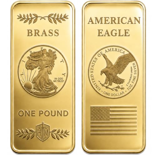 Heavenly Metals Walking Liberty 1 Pound Solid Brass Bar Ingot Paperweight