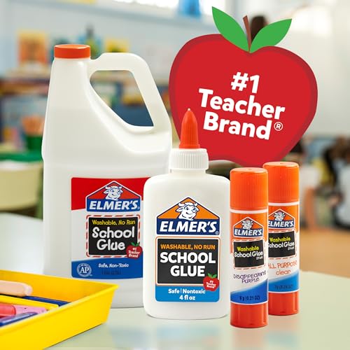 Elmer's Disappearing Purple School Glue Sticks, Washable, 22 Grams, 30 Count - Classroom Essentials, Arts & Crafts, #1 Teacher Brand