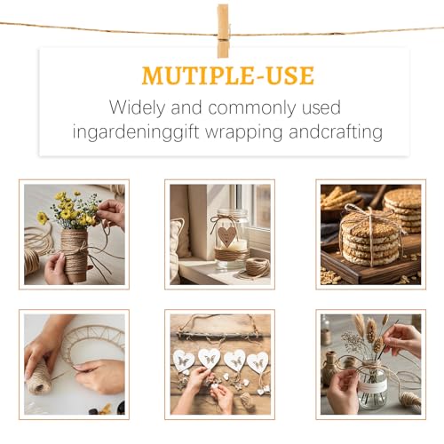 10 PCS Twine String Bulk 6000 Feet Long, 2mm Thin Jute Twine for Crafts, Hemp Rope Wrapping, Packing Gardening, Crochet Knitting Macrame Decor, 600 Feet Each Roll