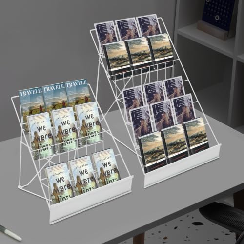 Rurazong Book Display Rack 2 Pack Iron Freestanding Magazine Holder