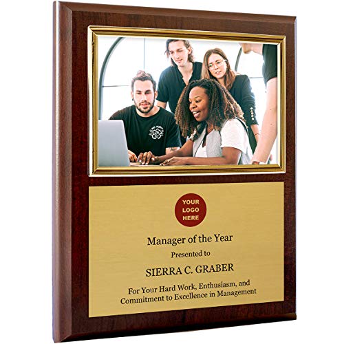 Personalized Photo Plaque Add Your Custom Text and Artwork Comes w/a Silver or Gold Frame - Great for Manager on Duty Employee of the Month or Corporate Awards and Plaques (8 x 10" w/ 4x6" frame)