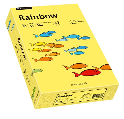 Schneidersöhne 88042343, Multi-Purpose Paper Rainbow, Coloured Paper, A4, 80 g/m2, 500 Sheets, Yellow