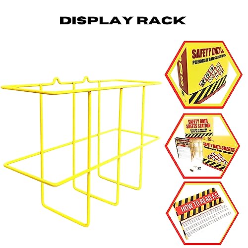 Performore 2 Pack Binder Display Rack, SDS/MSDS Wire Wall Mount Rack with Mounting Hardware, Bright Yellow Wire-Coated