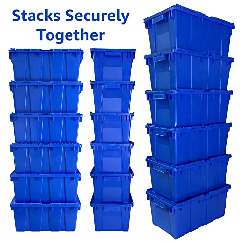 UOFFICE 6 Pack Storage Crate, Blue Container Tote 20"x12"x8", Blue Crates, Plastic Storage Crates, Storage Plastic Crates, Household Crates, Storage Crate, Packing Crates, Large Crates
