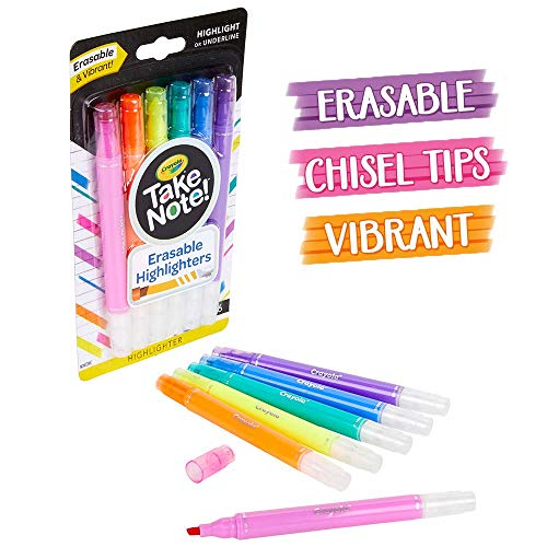 Crayola Take Note Erasable Highlighters, Cool School Supplies, Chisel Tip Markers, 6 Count, Pack of 12