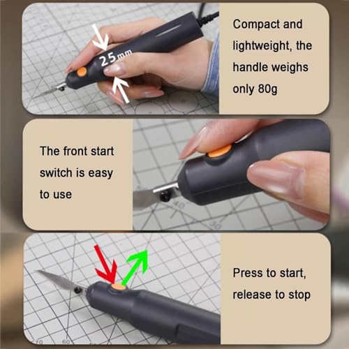 uhyOHF Professional Cutter Knife,Cutting Knife w/25 Replacement Blades,3 Mode Adjustable,5-35°C Working Temperature,for Cutting Acrylic,