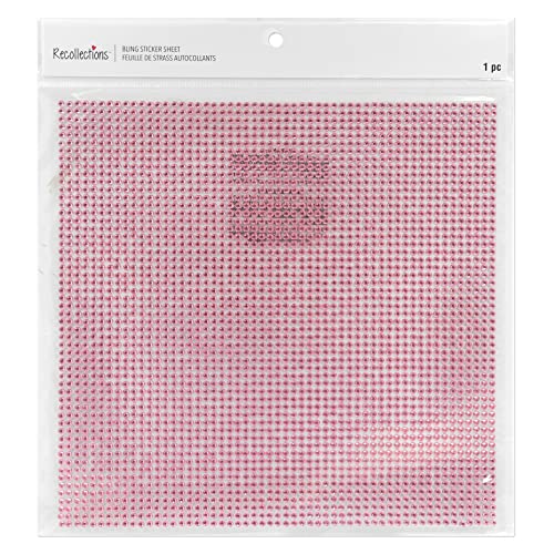 Recollections Pink Bling Sticker Sheet – 10" x 10" Adhesive Gem Sheets for Crafts, Scrapbooking & DIY Projects, 12 Pack