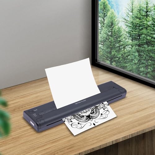 Ncescmal Portable USB Wireless Bluetooth Black Tattoo Printer Compatible with Android, iOS Phone, Ipad & PC-Side
