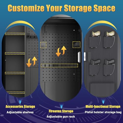 Eltean 18-20 Large Long Gun Safe for Home Rifles and Pistols, Gun Cabinets with Dual Storage Space and Adjustable Gun Racks,Rifle Safes for Home with Independent Double Lock and Ample Back Storage