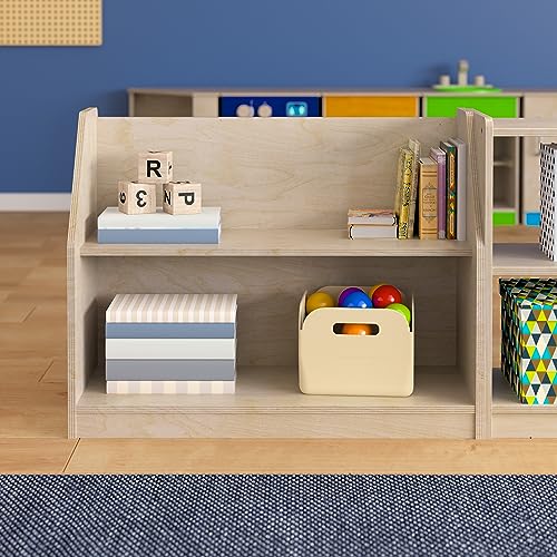 Classroom Essentials Commercial Grade Modular 2 Shelf Wooden Classroom Display Shelf, Natural