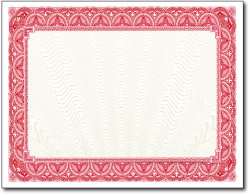 Red Border Blank Certificate Paper - 500 Sheets 8.5" x 11" 28lb Bond - Gold Wave Design Bulk Certificate Paper for Printing Classroom Awards - Printable School Certificates for Certficate Holders