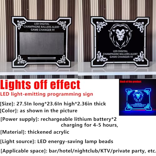 LED Letter Bottle Presenter, Lighted Display Custom Message with Letters Numbers, Customized Logo Board Bottle Presenter for Nightclub Lounge Bar