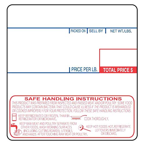Heartland Label Printers Safe Handling Scale Label Red/Blue, 60mm Length x 58mm Width | 16 Roll/Case