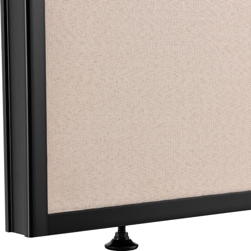 Global Industrial Office Partition Panel, 60.25" W x 72" H, Tan, 1-3/4" Thick, Flame Retardant to Meet California 117 Standard, Adjustable Leveling Feet