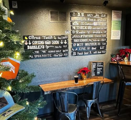 Chic, Easy Chalkboard System. 10 Peel-and-Stick REPOSITIONABLE Rows of Blackboard Slats for Restaurant Menu, Office Items, Home Schedule etc. Quick Wall Mount. for Regular Chalk.