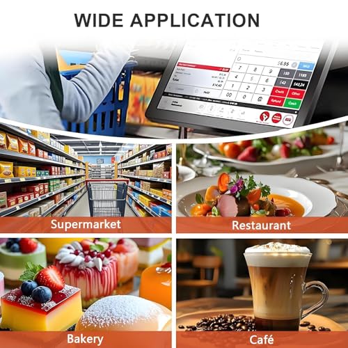 15.6 inch Touch Cash Register Terminal Customer-Facing Screen for Retail,POS Terminal with Handheld Scanner and 5 Paper Rolls, Cash Drawer, Keyboard Cash Register, for Restaurant White-SingleScreen