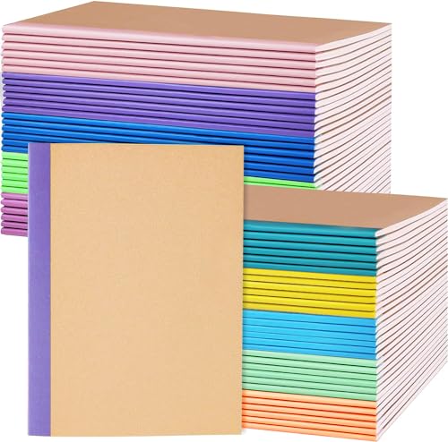Nanajorwa 100 Pack A5 Colorful Ruled Lined Mini Notebook Journals Bulk, Soft Cover Kraft Composition Notepad Memo Cuadernos for Girls, Students, Traveler, Note Taking, School Supplies