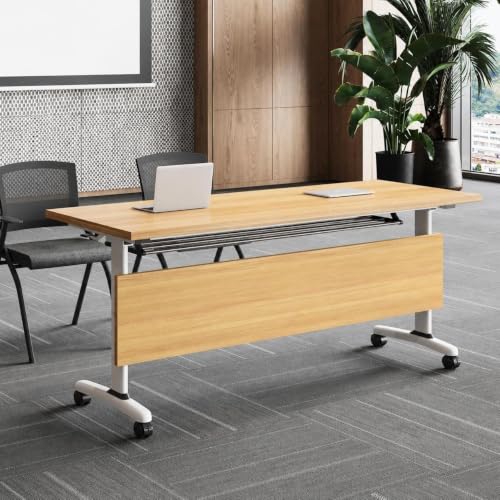 RIXNOMA Modern Modular Convertible Top Conference Table with Wheels, Joinable Folding Meeting Table for Office, Classroom, Seminar and Business Use
