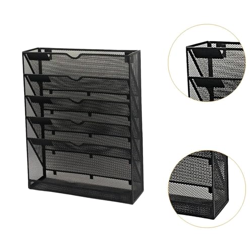LOUYENOUS 5 Pocket Wall File Holder Mesh Hanging File Organizer Sturdy Space Saving Easily Installation Wall Mount Paper Folder Stand