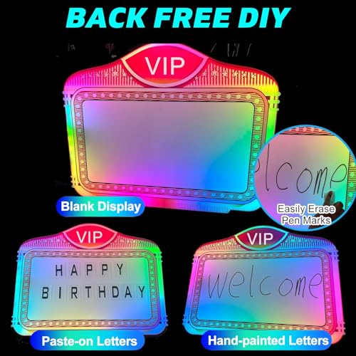 Club Sign for Bottle Service - LED Night Club Wine Bottle Presenter, Color Display Lights with 2 Sets Letters & 1 Numbers Kit, Hand Holding Luminous LED Sign for Bar, Wedding, Parties