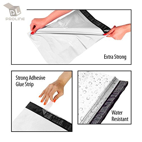 12 x 16 Inch ProLine Packaging Supplies White Poly Mailers Self-Sealing Shipping Envelopes Plastic Mailing Bags 2.5 Mil Thickness 12"x16" (2000)