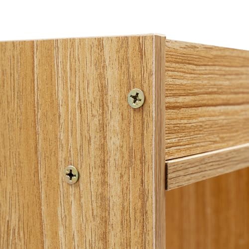 Book Shelf 5 Cube Short Bookshelf Bookcase, File Cabinet Filing Storage Cabinets, Low Shelf Cubbies Book Case with 360° Wheels and Dividers, Cube Organizer Shelf for Home Office (Rubberwood)