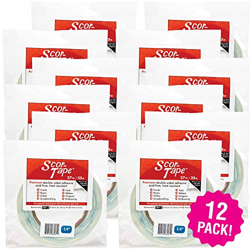 Scor-Pal Products Scor-Tape .25"X27yds 12/Pkg, 27 Yards 12 Pack