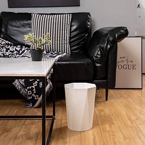 Doteon 12L Trash Can Wastebasket Plastic Trash Bin Garbage Container Rubbish Can Paper Basket Office Organizer for Bedroom Home Office, 6 White