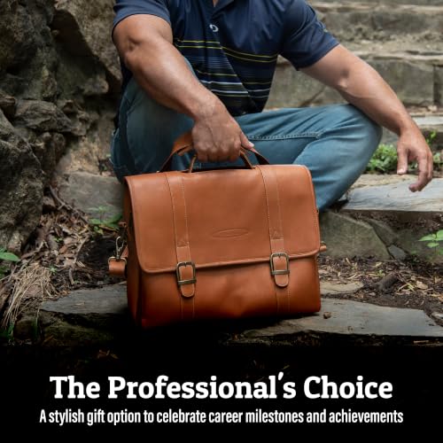 Sarge Leather Messenger Briefcase Bag, Top Grain Leather, holds 14" Laptop