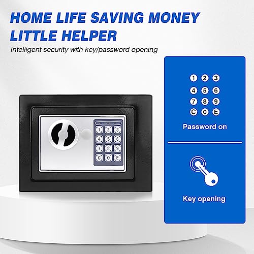 TBLOTYD Home Safe Safe Box Home Safe Fireproof Waterproof Money Box with Digital Pin Code and 2 Manual Key, for Home Hotel Office/Black/8.5L ，Black-4.6L