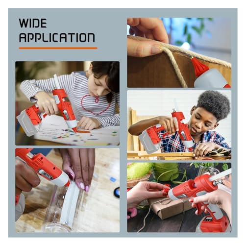 Hot Glue Gun 100W Cordless Hot Melt Glue Gun for 18-20V Li-ion Battery Repair DIY Tool Set with 10 Glue Sticks Power Tool Glue Gun for DIY Arts, Crafts and Quick Repairs