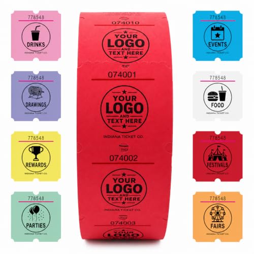 Custom Printed Raffle Tickets, 2x2 Single Roll, 2000 Tickets, Made in USA