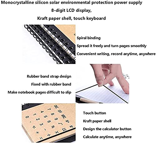 MWxpoSediR Desktop Calculator,Office calculators, Calculator Calculator Multifunction Coil Calculator Notebook with Pen Slot Solar Energy Notepad Kraft Paper Cover Office Supply (Colo(1pcs)