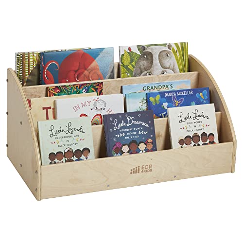 ECR4Kids 4-Shelf Toddler Book Display, Wooden Bookshelf, 30in W, Natural