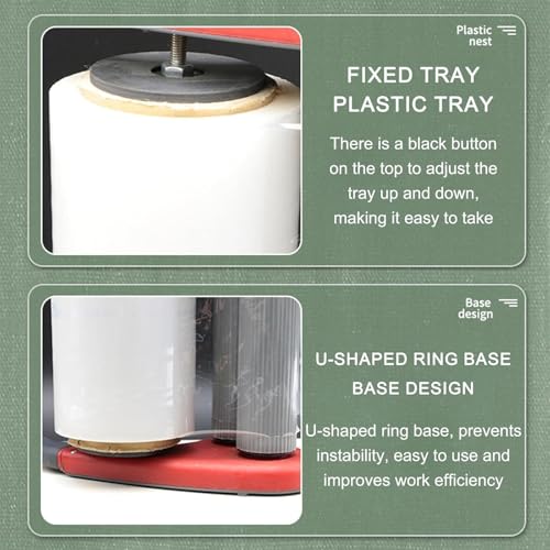 Manual Stretch Film Wrapping Bundling Strapping Machine, Stretch Film Dispenser, Film Width 50cm for Parcel Carton Box Luggage Warehouse