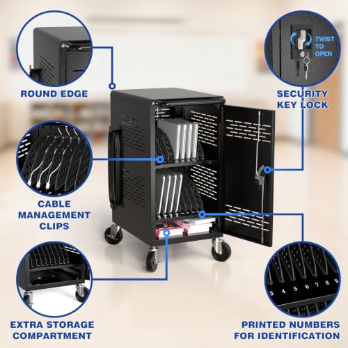 POCHAR Fully Assembled 20 Devices Laptop Charging Cart for Chromebook iPad